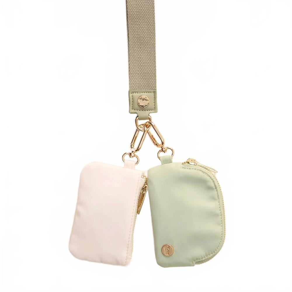 NEW THE DARLING EFFECT women's dynamic duo pouch wristlet in sage